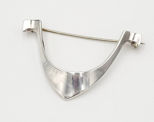 Norway Plus Designs Jewelry Tone Vigeland Norway+Designs Modernist Sterling Viking Ship Brooch 1960's