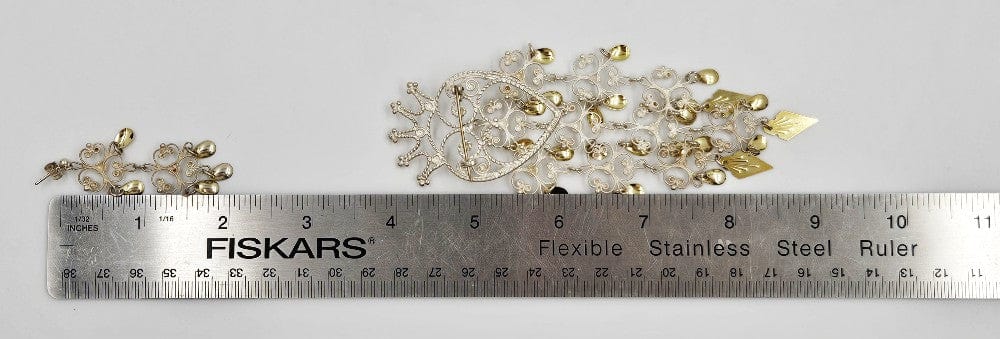 Norwegian Sterling Solje Set Jewelry Vintage Norwegian Sterling Silver Solje Brooch & Earrings Set #1