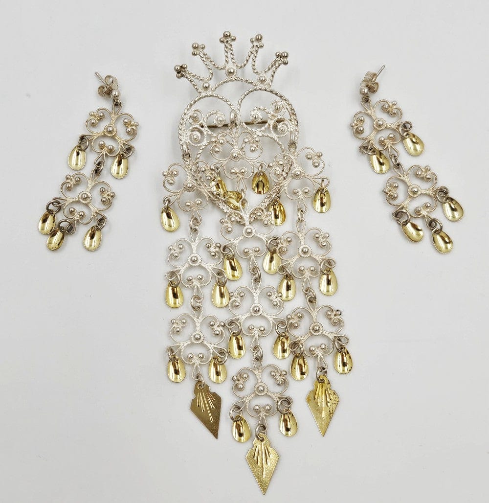 Norwegian Sterling Solje Set Jewelry Vintage Norwegian Sterling Silver Solje Brooch & Earrings Set #1