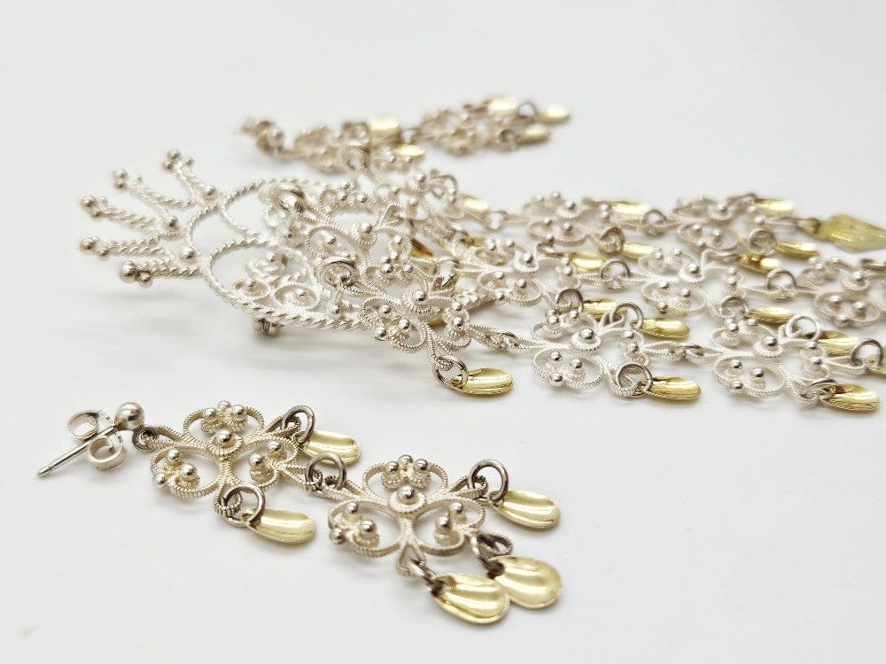 Norwegian Sterling Solje Set Jewelry Vintage Norwegian Sterling Silver Solje Brooch & Earrings Set #1