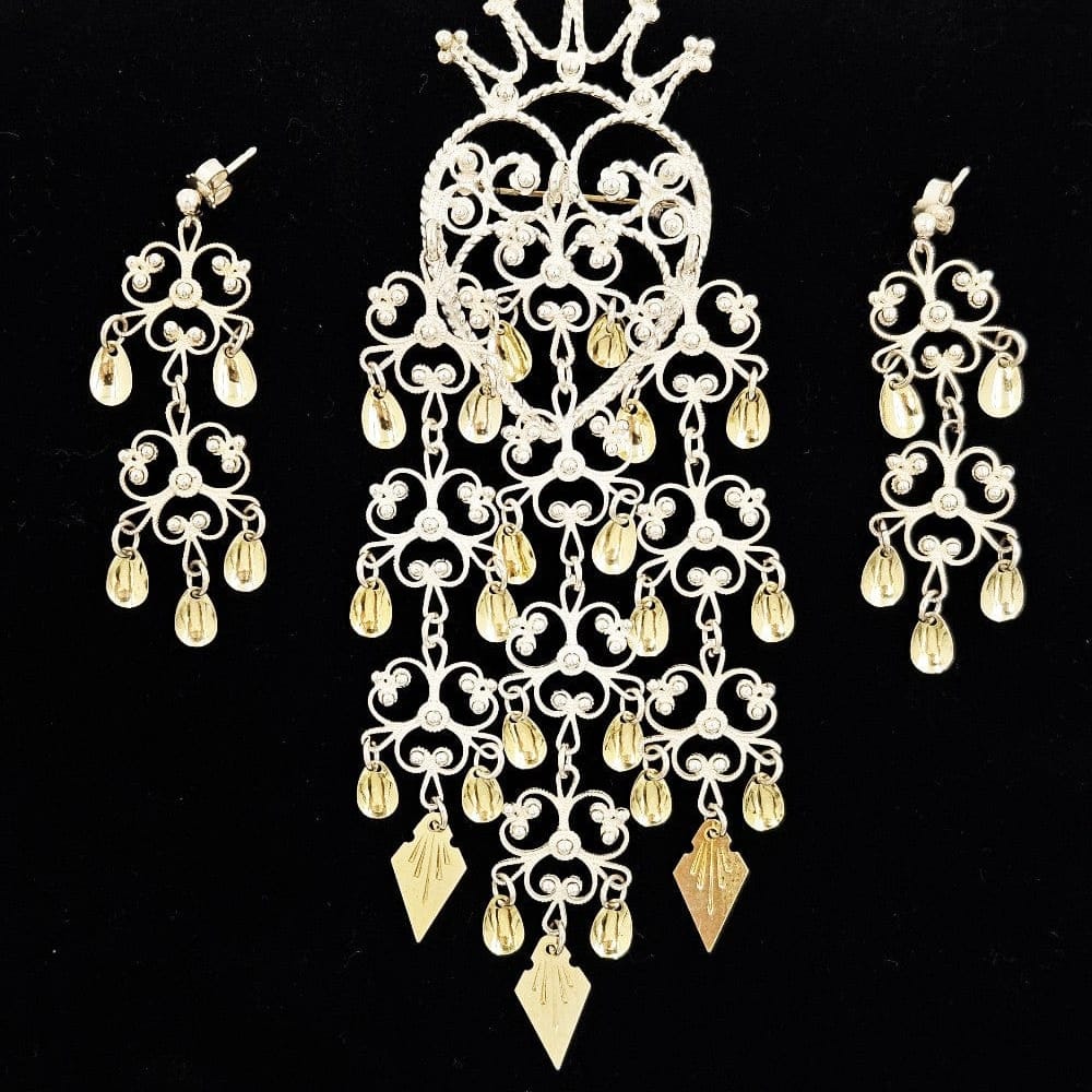 Norwegian Sterling Solje Set Jewelry Vintage Norwegian Sterling Silver Solje Brooch &amp; Earrings Set 