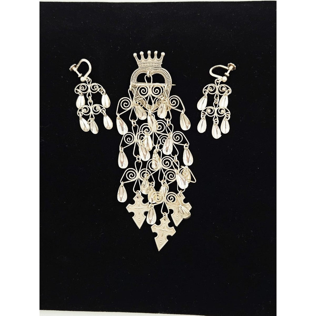 Norwegian Sterling Solje Set Jewelry Vintage Norwegian Sterling Silver Solje Brooch &amp; Earrings Set 