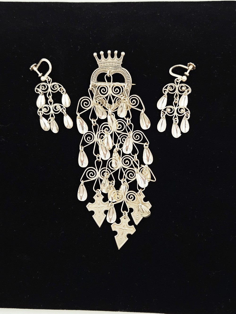 Norwegian Sterling Solje Set Jewelry Vintage Norwegian Sterling Silver Solje Brooch & Earrings Set #2