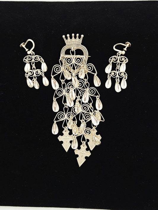 Norwegian Sterling Solje Set Jewelry Vintage Norwegian Sterling Silver Solje Brooch & Earrings Set #2