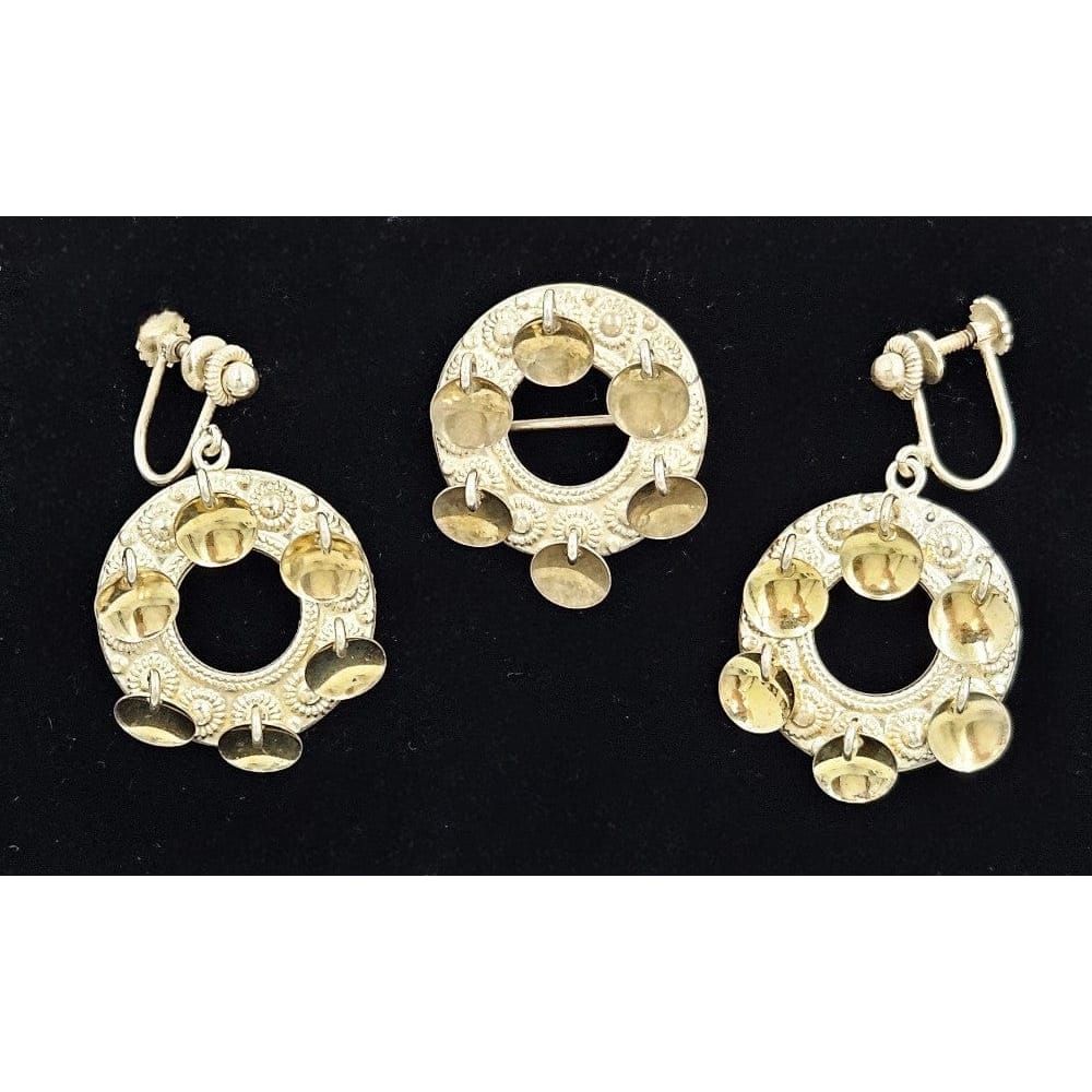 Norwegian Sterling Solje Set Jewelry Vintage Norwegian Sterling Silver Solje Brooch &amp; Earrings Set 
