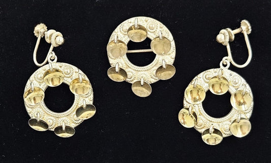 Norwegian Sterling Solje Set Jewelry Vintage Norwegian Sterling Silver Solje Brooch & Earrings Set #3