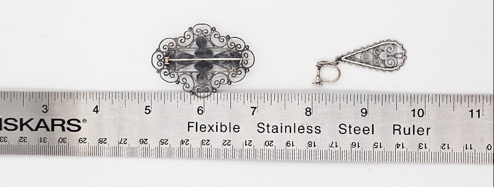 Norwegian Sterling Solje Set Jewelry Vintage Norwegian Sterling Silver Solje Brooch & Earrings Set #4