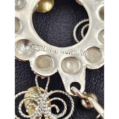 Norwegian Sterling Solje Set Jewelry Vintage Norwegian Sterling Silver Solje Brooch &amp; Earrings Set 