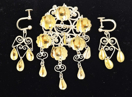 Norwegian Sterling Solje Set Jewelry Vintage Norwegian Sterling Silver Solje Brooch & Earrings Set #7