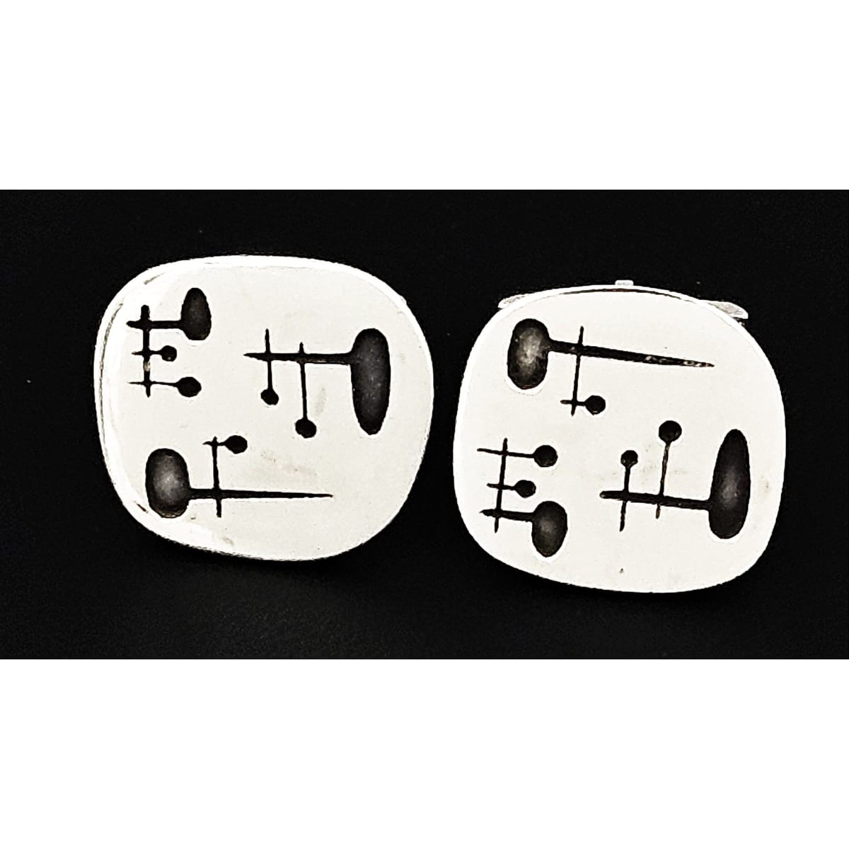 Novitt Denmark Jewelry Danish Designer Novitt Abstract Mod Sterling Cufflinks Circa 1960s RARE