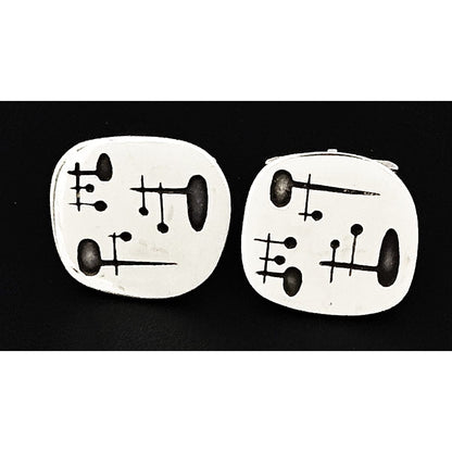 Novitt Denmark Jewelry Danish Designer Novitt Abstract Mod Sterling Cufflinks Circa 1960s RARE
