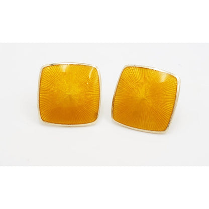 OPRO Jewelry OPRO Norway Sterling &amp; Yellow Guilloche Enameled PIERCED Earrings