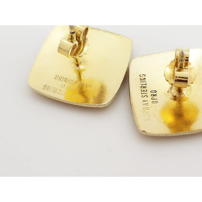 OPRO Jewelry OPRO Norway Sterling &amp; Yellow Guilloche Enameled PIERCED Earrings