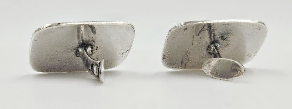 ORNO Jewelry Superb ORNO Poland Sterling Abstract Modernist Viking Cufflinks Circa 1950's