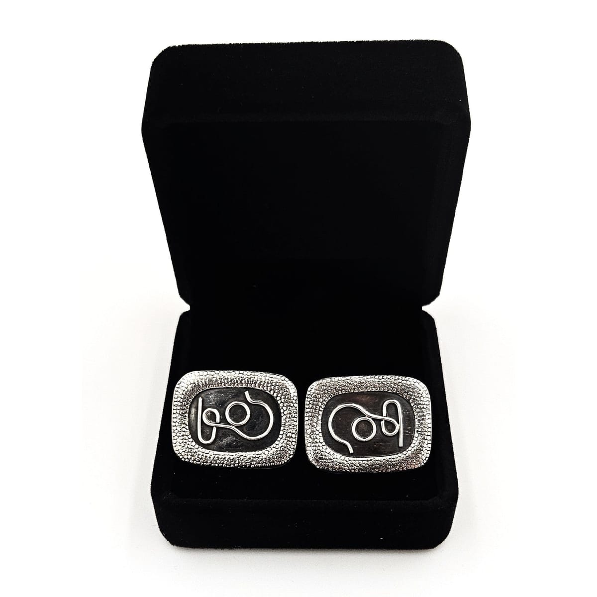 ORNO Jewelry Superb ORNO Poland Sterling Abstract Modernist Viking Cufflinks Circa 1950&