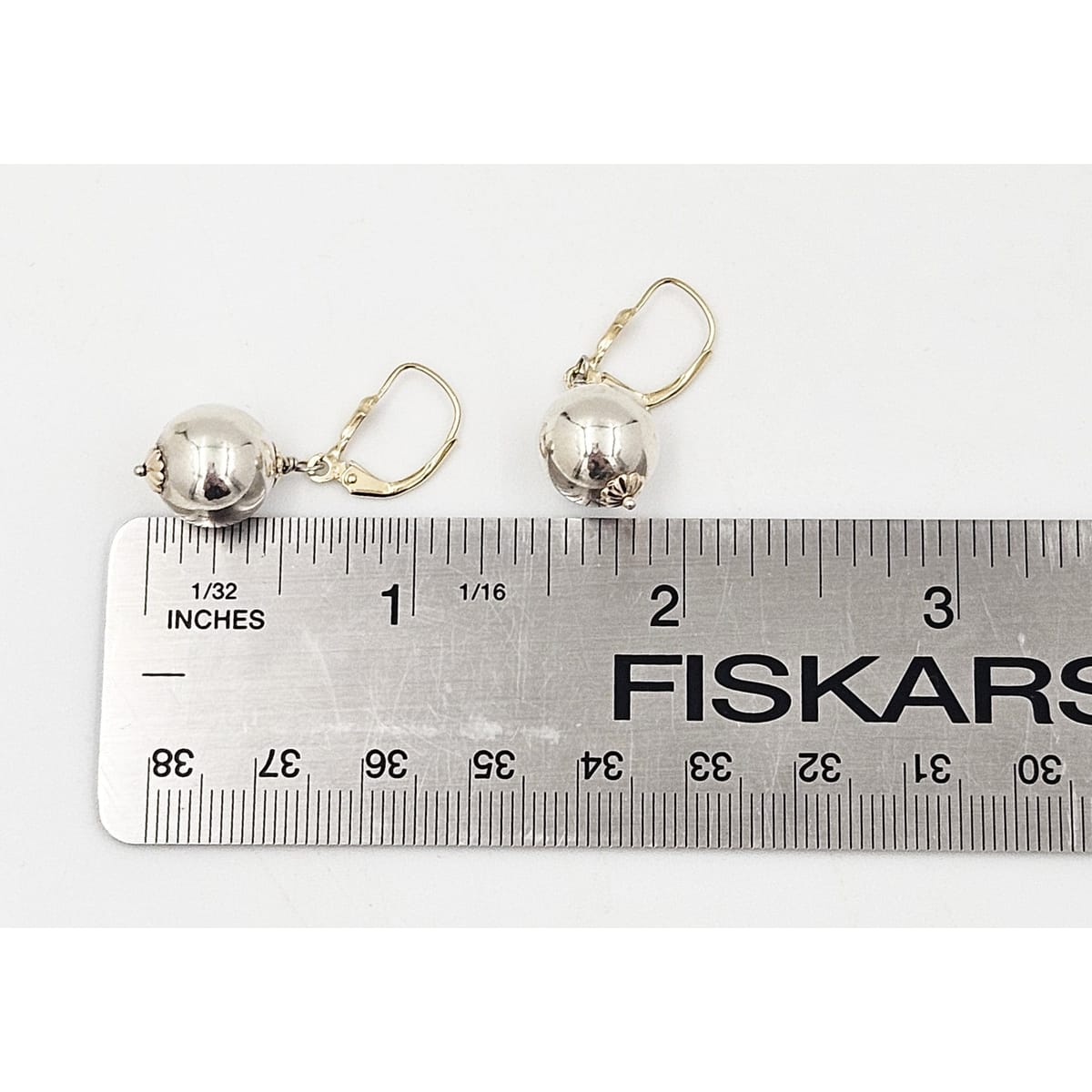 P/PRC Jewelry Designer Signed Sterling &amp; 14k Modernist Drop Dangle Earrings