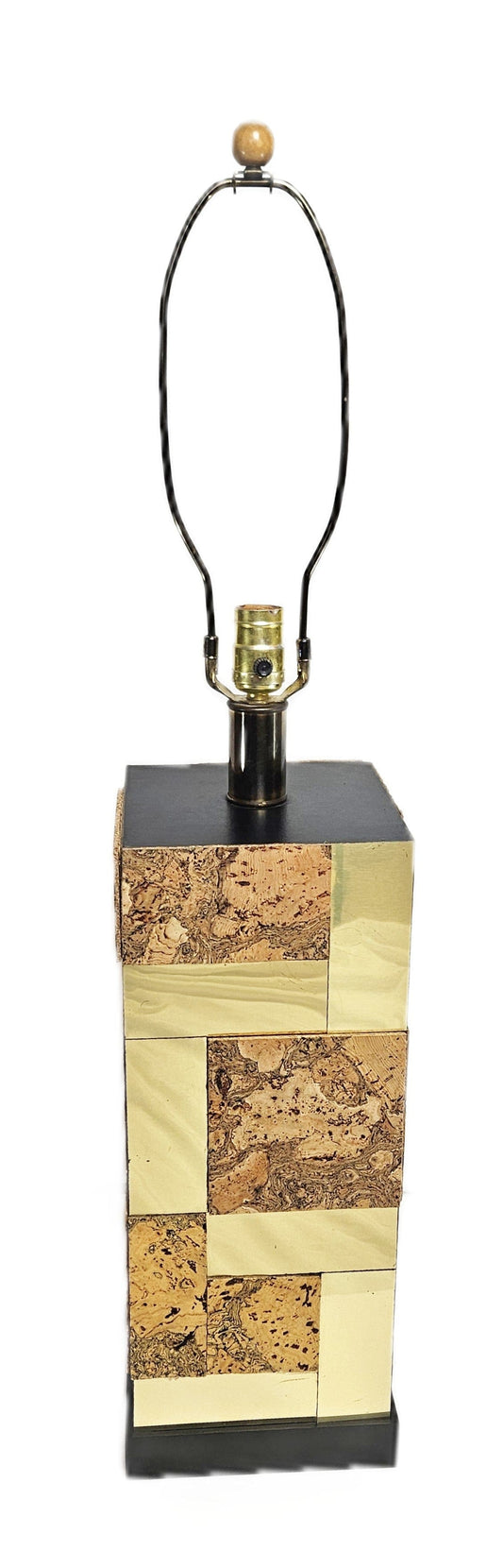 Paul Evans Lighting Designer Paul Evans Cityscape Brass & Burled Cork Table Lamp Circa 1970's