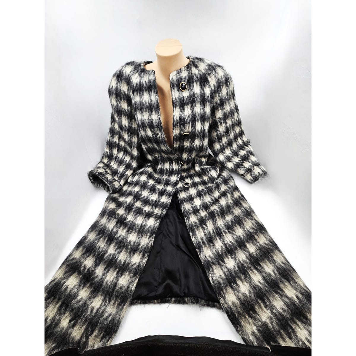 Paul Levy Coat Superb Paul Levy Designs Mohair B/W Houndstooth Patterned Overcoat 1980&