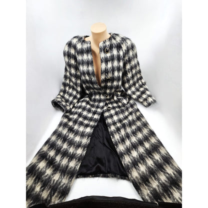 Paul Levy Coat Superb Paul Levy Designs Mohair B/W Houndstooth Patterned Overcoat 1980&