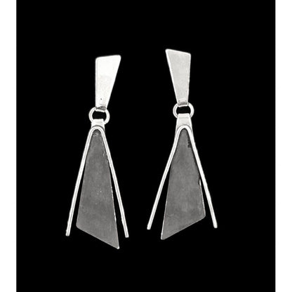 Paul Lobel Jewelry Rare NY Designer Paul Lobel Sterling Silver Modernist Earrings Circa 1950s