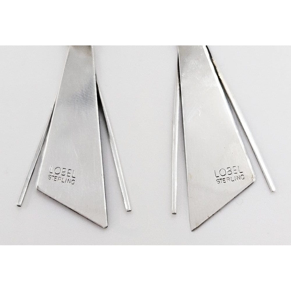 Paul Lobel Jewelry Rare NY Designer Paul Lobel Sterling Silver Modernist Earrings Circa 1950s
