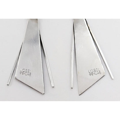 Paul Lobel Jewelry Rare NY Designer Paul Lobel Sterling Silver Modernist Earrings Circa 1950s