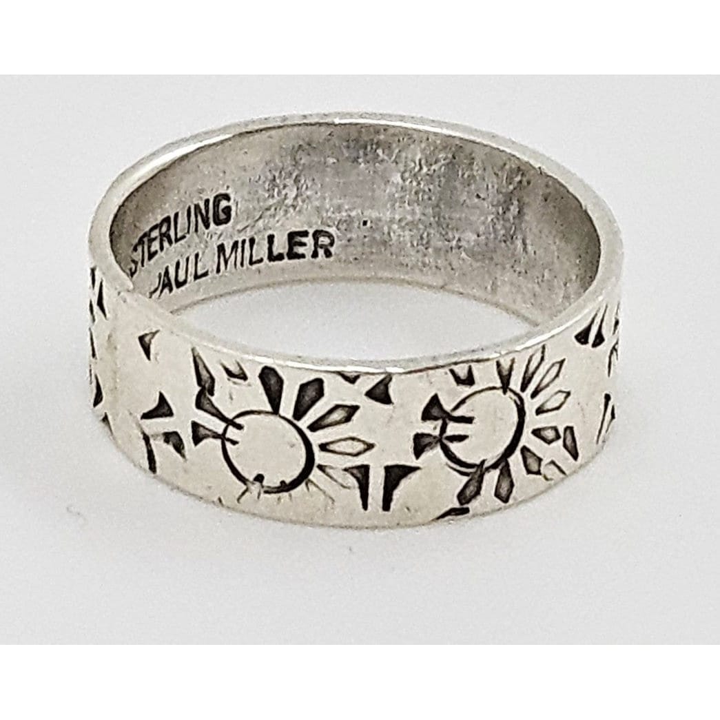 Paul Miller Jewelry Designer Paul Miller Sterling Silver Abstract Modernist Sun Ring Circa 1950&