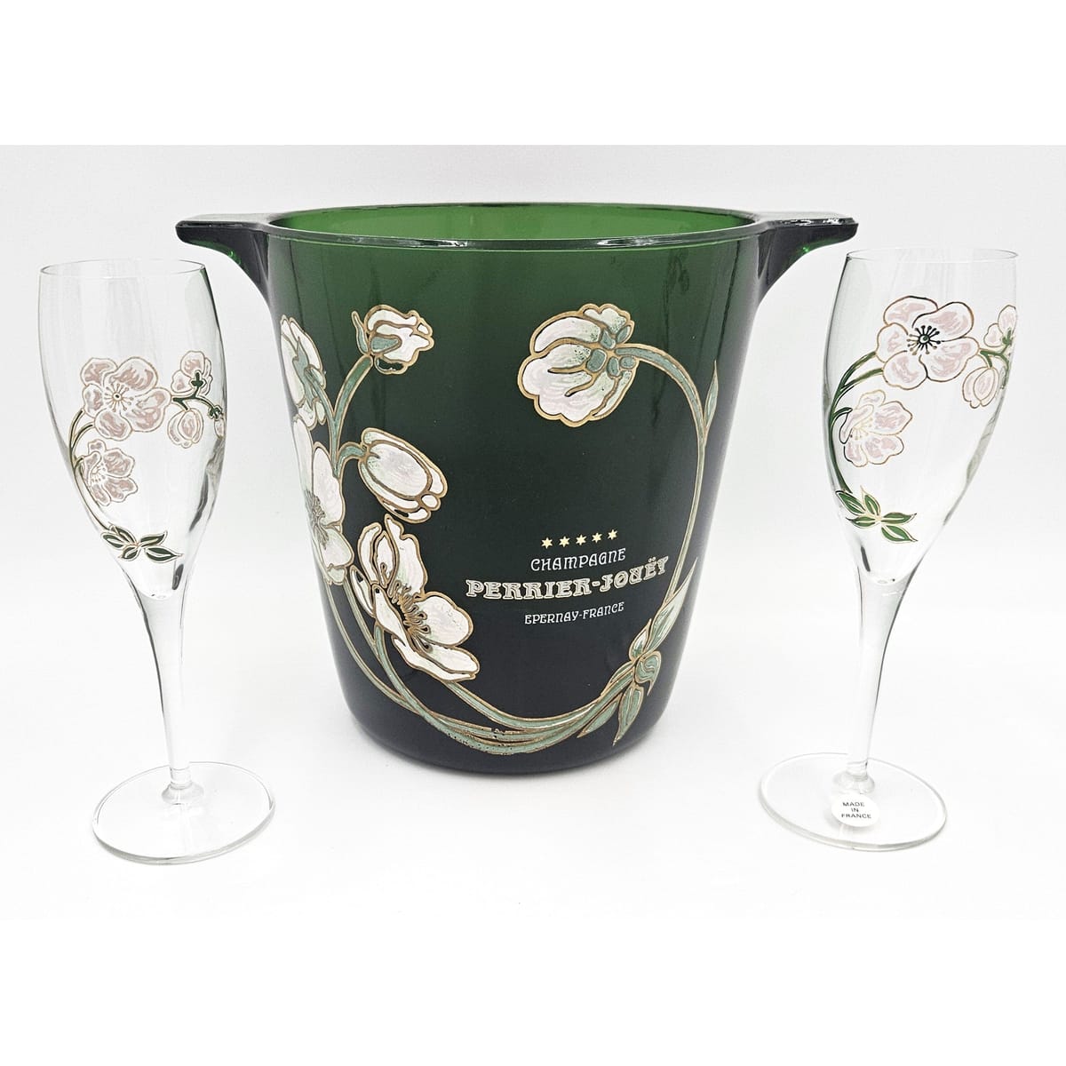 Perrier Jouet France Barware Superb Perrier Jouet France Glass Hand-Painted Champagne Chiller Flutes 60&
