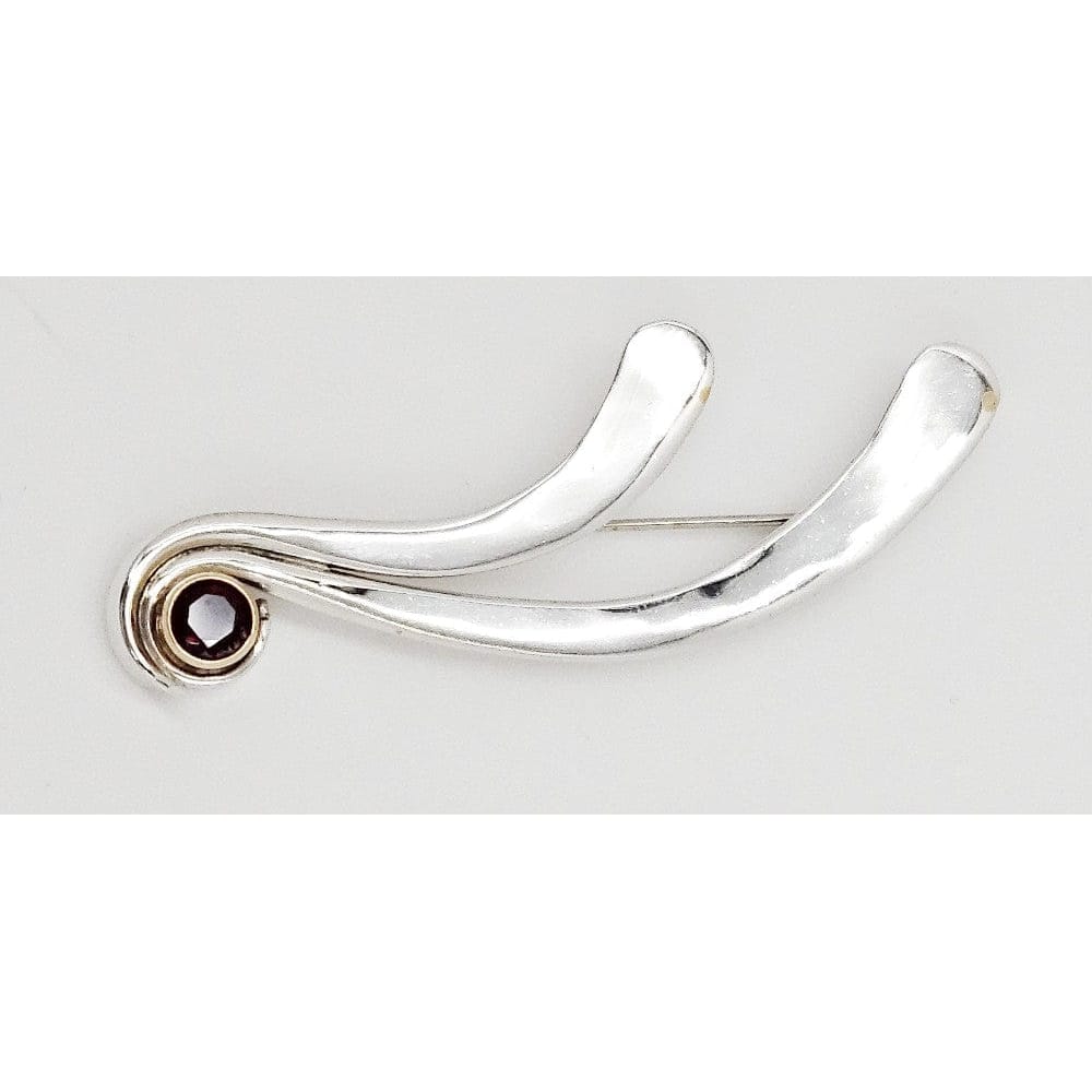 Peter James Jewelry Artisan Sterling Silver &amp; 14K Gold Abstract Modernist Brooch Signed Peter James