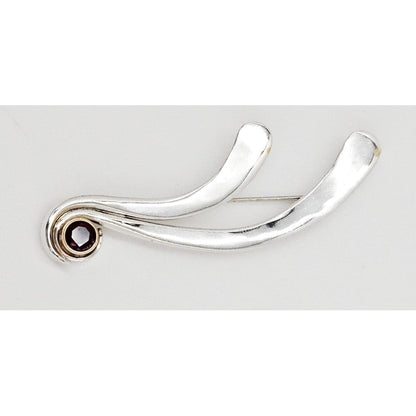 Peter James Jewelry Artisan Sterling Silver &amp; 14K Gold Abstract Modernist Brooch Signed Peter James