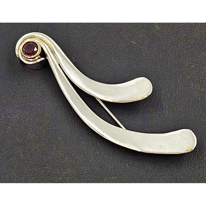 Peter James Jewelry Artisan Sterling Silver &amp; 14K Gold Abstract Modernist Brooch Signed Peter James