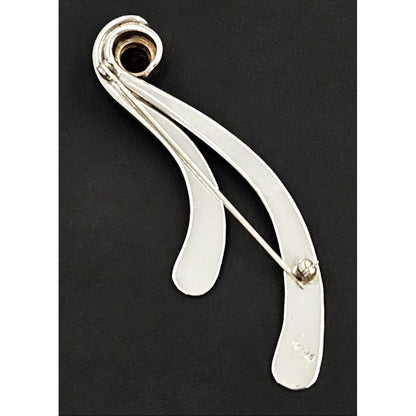 Peter James Jewelry Artisan Sterling Silver &amp; 14K Gold Abstract Modernist Brooch Signed Peter James