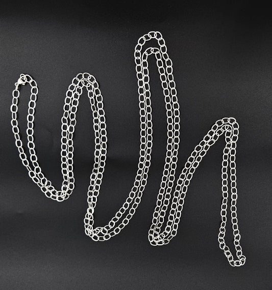 Pierre Cardin Jewelry Designer Pierre Cardin 4 Feet Long Sterling Silver Necklace Circa 1960's