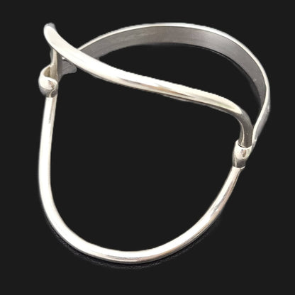 Vintage Artisan Signed PM sterling silver modernist Tubular 2-Piece Bangle Bracelet, view 1 of 10