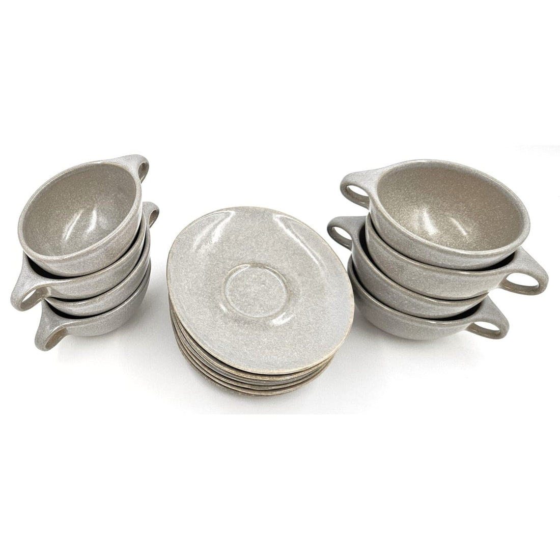 Raymor by Roseville Serveware RARE Raymor Roseville Beach Gray Cup/Saucer Set of 8 Ben Seibel 1952-1954