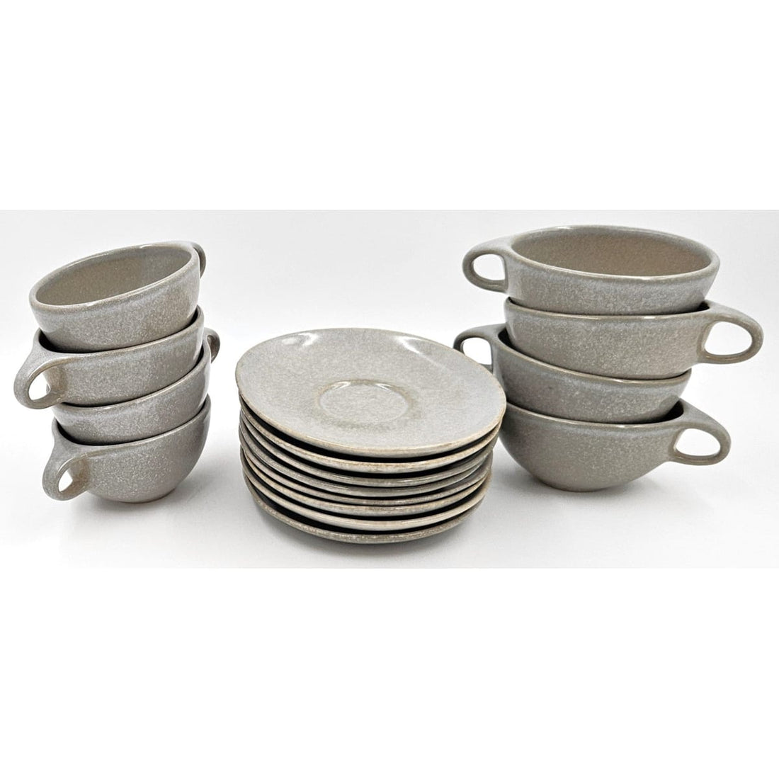Raymor by Roseville Serveware RARE Raymor Roseville Beach Gray Cup/Saucer Set of 8 Ben Seibel 1952-1954