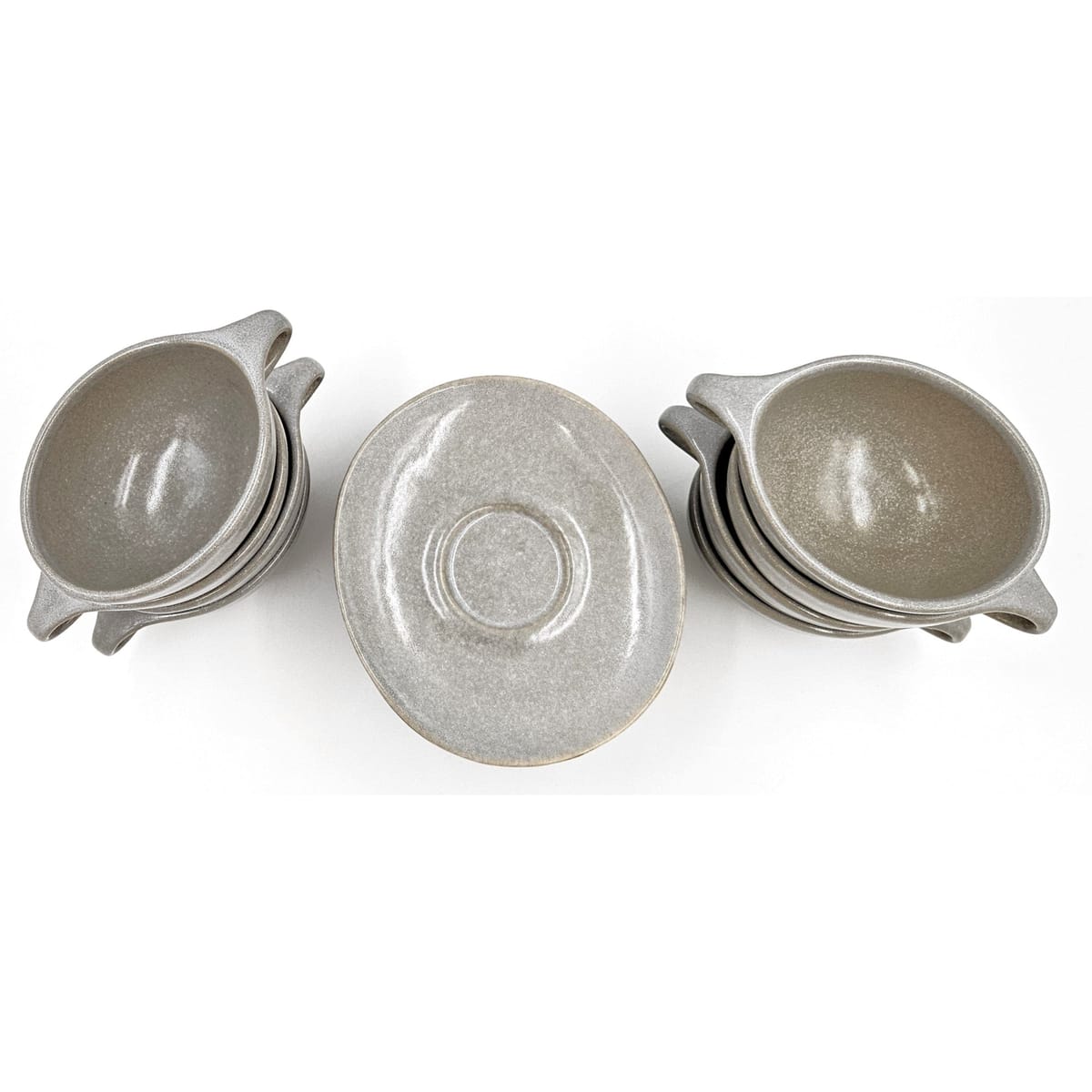 Raymor by Roseville Serveware RARE Raymor Roseville Beach Gray Cup/Saucer Set of 8 Ben Seibel 1952-1954