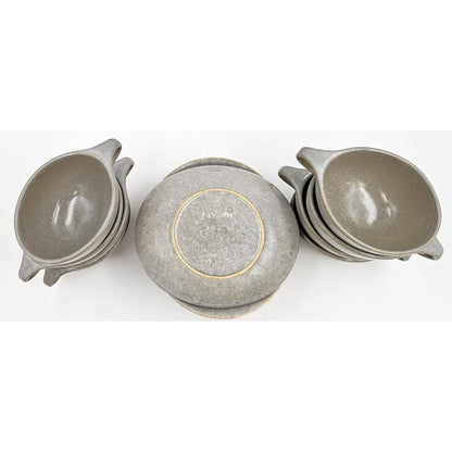Raymor by Roseville Serveware RARE Raymor Roseville Beach Gray Cup/Saucer Set of 8 Ben Seibel 1952-1954