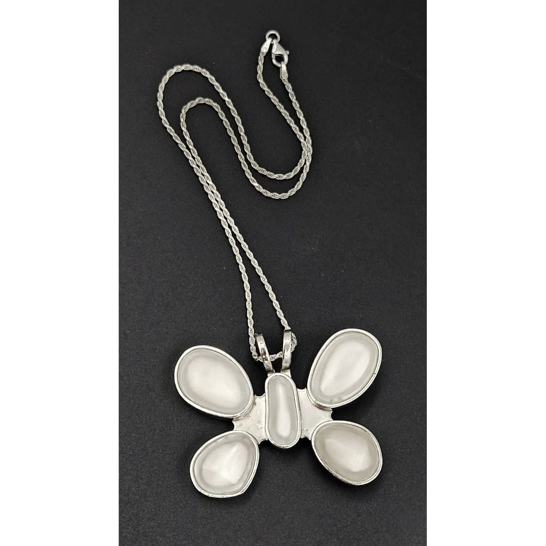 Rebecca Collins Jewelry Rebecca Collins Sterling &amp; Lucite Butterfly Brooch Pendant Clip Necklace C.1990s