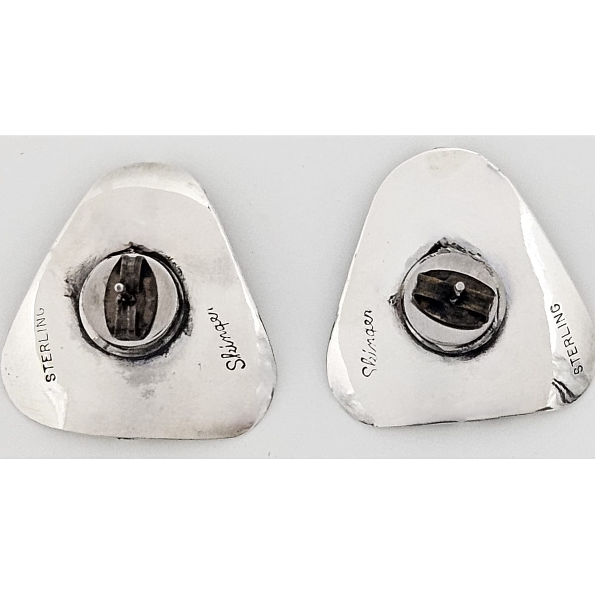 Research Mark Jewelry Designer Sterling Silver Abstract Modernist Earrings by Joseph Skinger 1950&