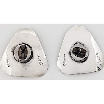 Research Mark Jewelry Designer Sterling Silver Abstract Modernist Earrings by Joseph Skinger 1950&