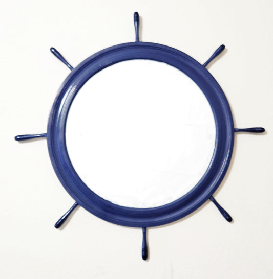 Restored Ship's Wheel Mirror Home Decor Superb Fully Restored Ship's Wheel Wall Mirror In Deep Semi Gloss Navy 1950's