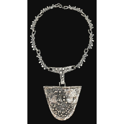 Robert Larin Jewelry Robert Larin Brutalist Silver Huge Collar Statement Pendant Necklace C. 60/70s