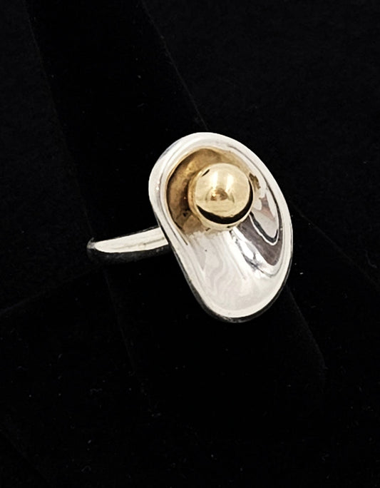 Robert Lee Morris Jewelry RLM - Robert Lee Morris Sterling & 14k Abstract Modernist Cocktail Ring