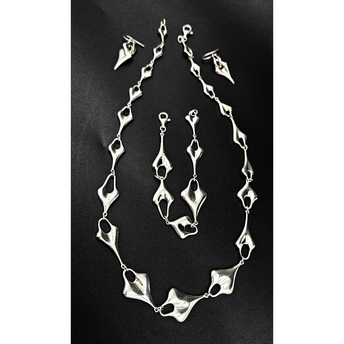 Robert Lee Morris Jewelry RLM Robert Lee Morris Sterling Modernist Necklace Bracelet Earrings Set 1980s