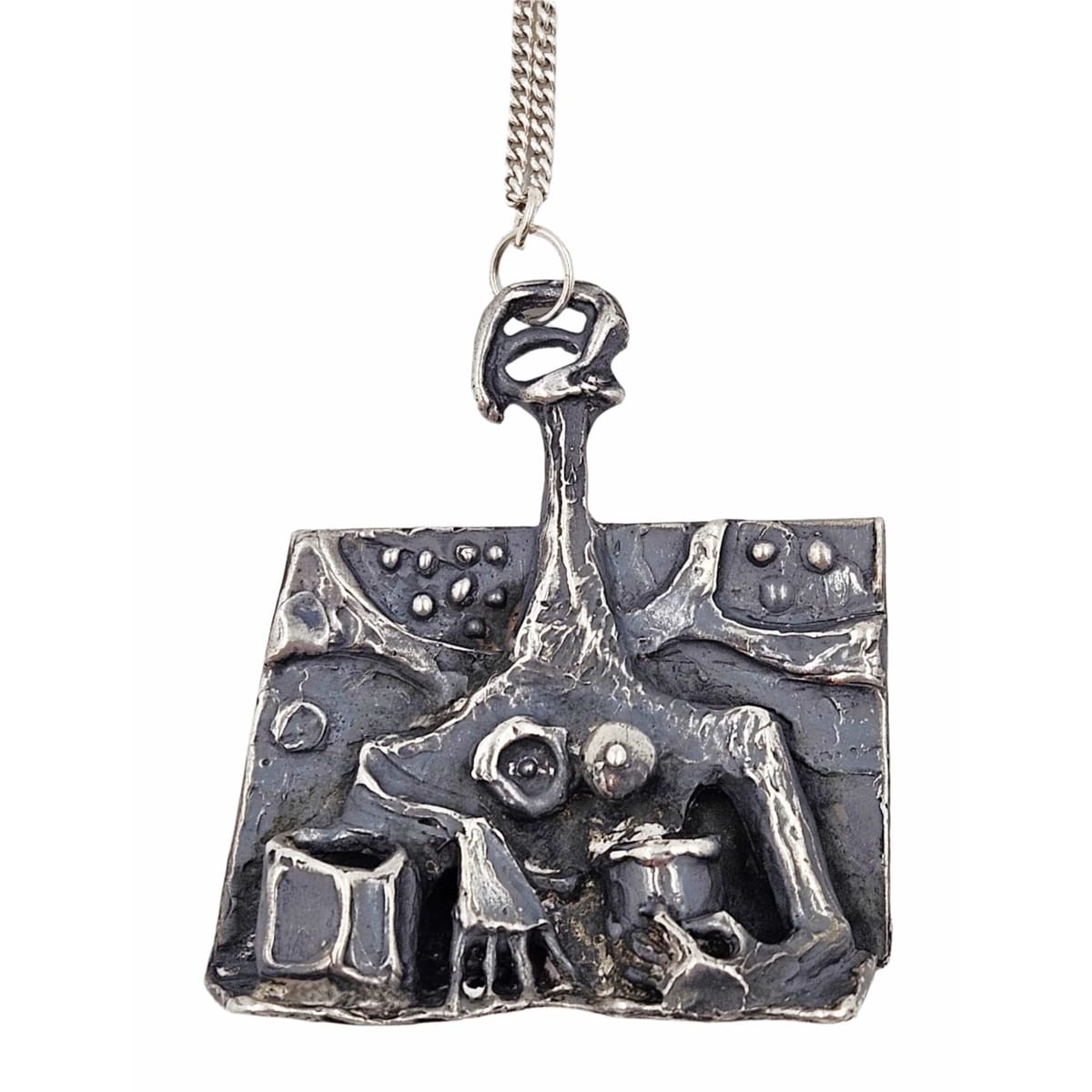 Robert R Coleman Jewelry Ultra Rare Robert Coleman 3D Abstract Brutalist XL Hefty Sterling Necklace 1970
