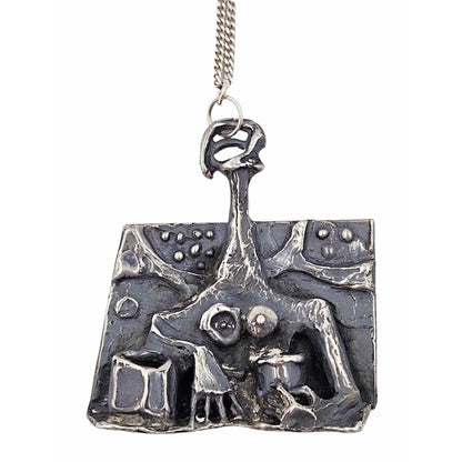 Robert R Coleman Jewelry Ultra Rare Robert Coleman 3D Abstract Brutalist XL Hefty Sterling Necklace 1970