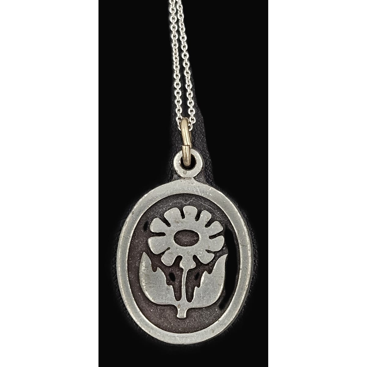 Rune Tennesmed Jewelry Rune Tennesmed Sweden Pewter Flower Pendant Sterling Necklace C. 1960&