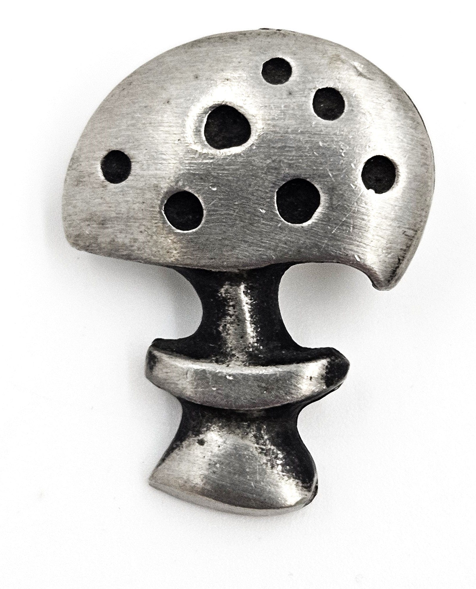 Rune Tennesmed Jewelry Rune Tennesmed Sweden Solid Pewter 3-D Mushroom Brooch Pendant C 1960's