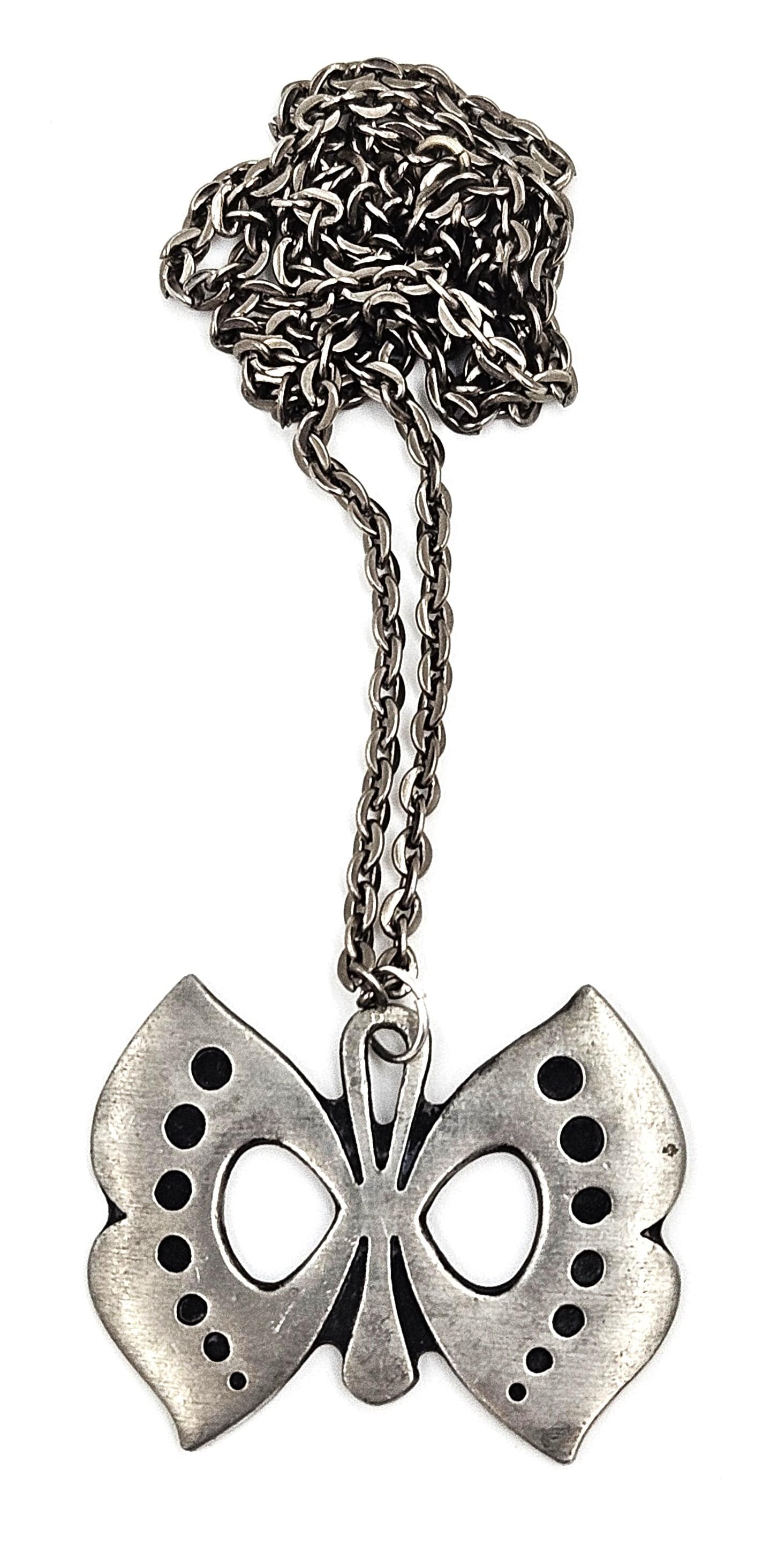 Rune Tennesmed Jewelry Rune Tennesmed XL Modernist  Butterfly Pewter Pendant Necklace C. 1960's